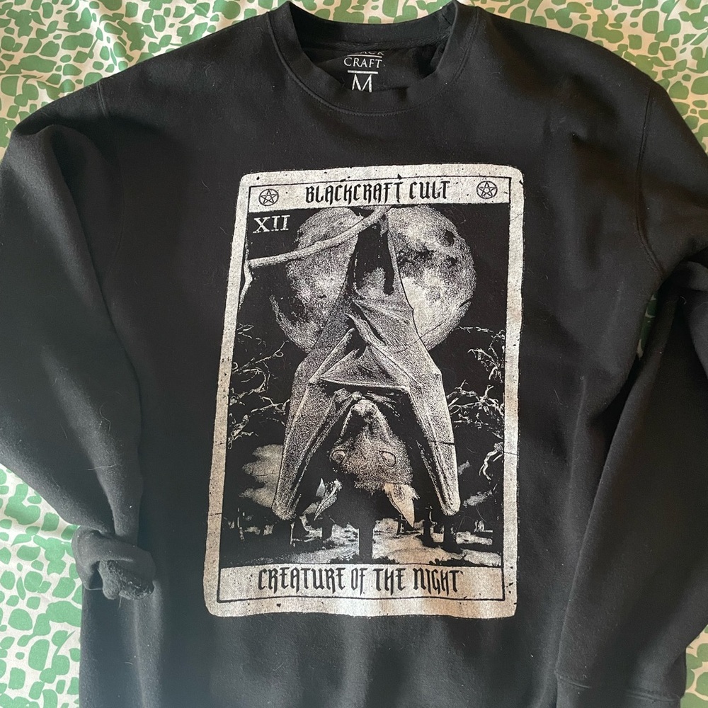 Black Cult Craft crewneck sweater, black, size medium. Lightly worn